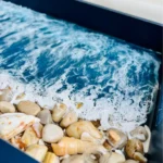 Navy Wood Blue Ocean Tray