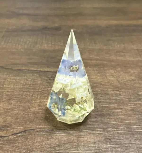 Blue DelphiniumWhite Hydrangea Prism Ring Holder