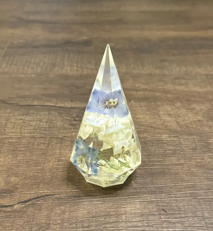 Blue DelphiniumWhite Hydrangea Prism Ring Holder