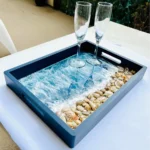 Navy Wood Blue Ocean Tray