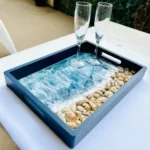 Navy Wood Blue Ocean Tray