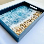 Navy Wood Blue Ocean Tray