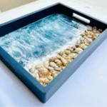 Navy Wood Blue Ocean Tray
