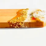 White Gold Marble Geode Mini Wood Board