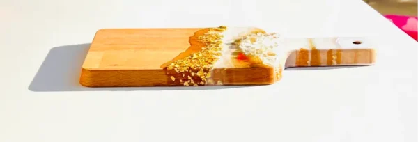 White Gold Marble Geode Mini Wood Board