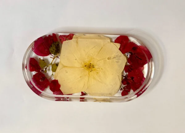 Ivory Rose and Bougainvillea Jewelry Tray