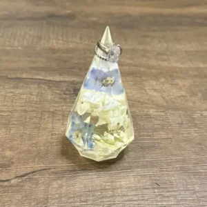 Blue DelphiniumWhite Hydrangea Prism Ring Holder