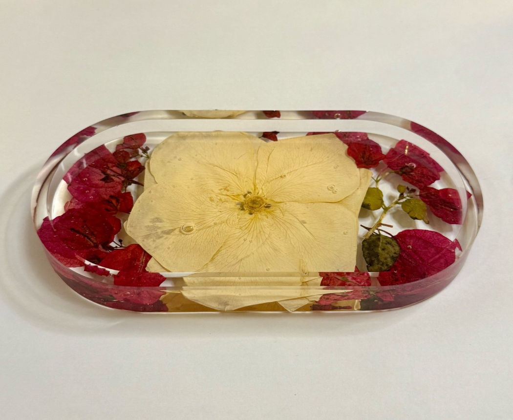 Ivory Rose and Bougainvillea Jewelry Tray