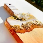 White Gold Marble Geode Mini Wood Board