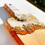 White Gold Marble Geode Mini Wood Board