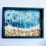 Navy Wood Blue Ocean Tray
