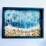 Navy Wood Blue Ocean Tray
