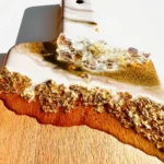 White Gold Marble Geode Mini Wood Board